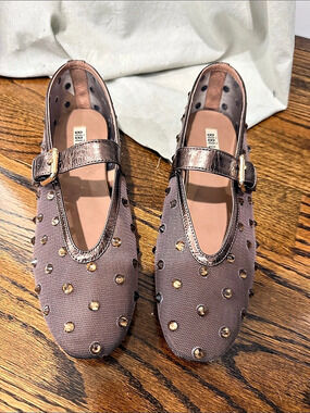 Bibi Lou Studded Mary Jane Heels in Brown EU 38